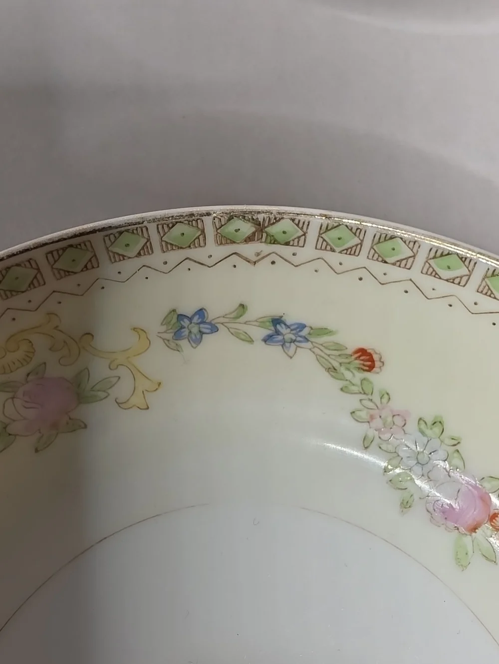 Vintage Floral Rim Porcelain Dinner Bowls By Sampy - Virginia Pattern - Set Of 2